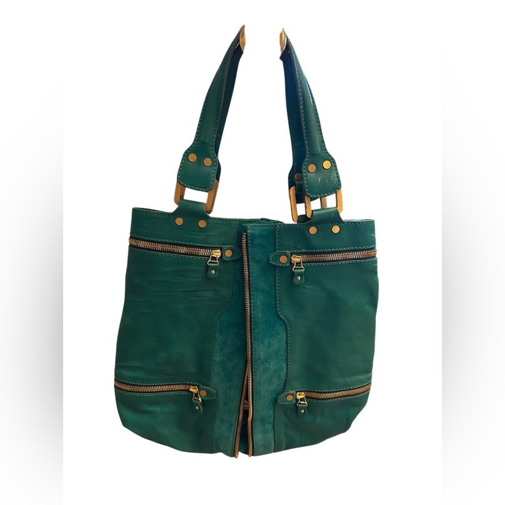 Jimmy Choo Teal Leather Shoulder Bag
